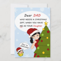 Grappige kerstgroet van ondeugende dochter