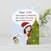Grappige kerstgroet van ondeugende dochter feestdagenkaart (Staand voorkant)