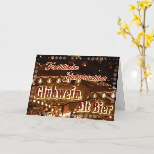 Grappige kerstgroeten van de Duitse kerstmarkt Kaart (Gele Bloem)