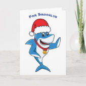 Grappige kersthaai cartoonillustratie kaart (Voorkant)