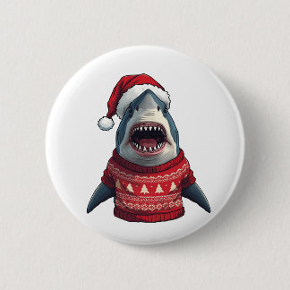 Grappige Kersthaai Horrorsweater T-shirt  Ronde Button 5,7 Cm