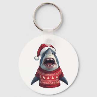 Grappige Kersthaai Horrorsweater T-Shirt  Sleutelhanger
