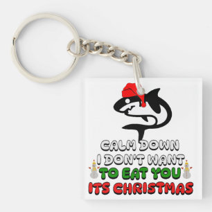 grappige kersthaai schattig sleutelhanger