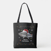 Grappige Kersthaai Sinterklaashoed Realistisch Vak Tote Bag (Achterkant)