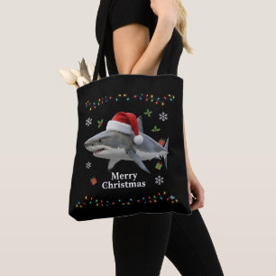 Grappige Kersthaai Sinterklaashoed Realistisch Vak Tote Bag