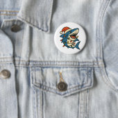 Grappige Kersthaai Sinterklaashoed Ronde Button 5,7 Cm (In situ)