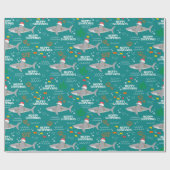 Grappige Kersthaai Vrolijke Sharkmas Cadeaupapier (Vlak)