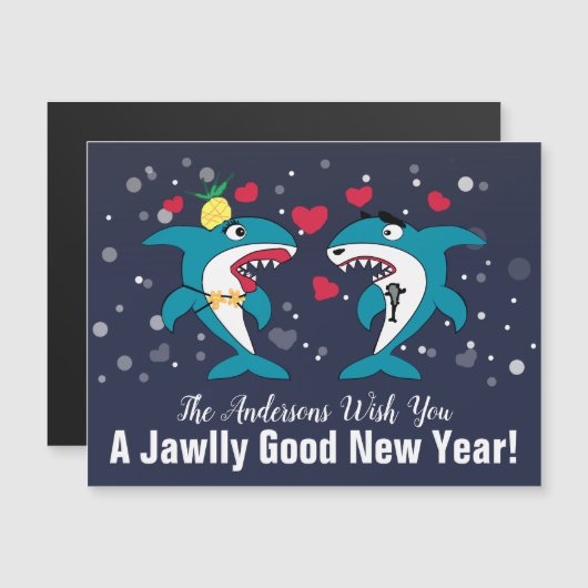 Grappige Kersthaaien Gepersonaliseerde Nieuwjaarsk (Voorkant / Achterkant)