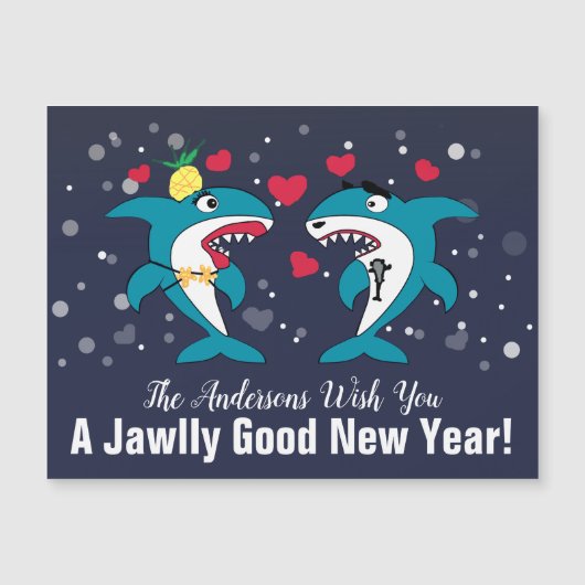 Grappige Kersthaaien Gepersonaliseerde Nieuwjaarsk (Voorkant)