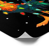 Grappige kersthaan verpakt in kerstlicht poster (Hoek)