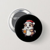 Grappige kersthamster met bierstrip ronde button 5,7 cm (Voorkant /achterkant)