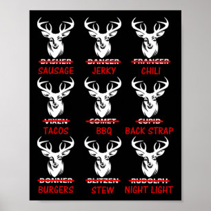 Grappige Kersthert Boogjacht Kerstman Poster