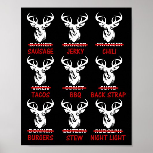 Grappige Kersthert Boogjacht Kerstman Poster (Voorkant)
