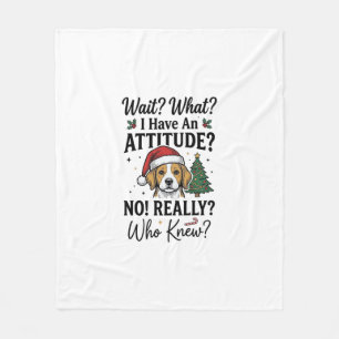Grappige Kersthond Attitude Vintage Gravure Shi Fleece Deken