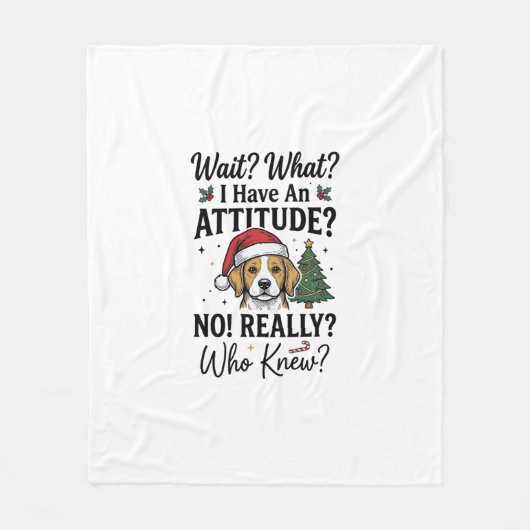 Grappige Kersthond Attitude Vintage Gravure Shi Fleece Deken (Voorkant)