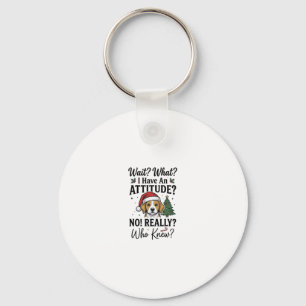 Grappige Kersthond Attitude Vintage Gravure Shirt Sleutelhanger