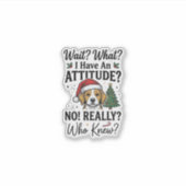 Grappige Kersthond Attitude Vintage Gravure Shirt Sticker (Voorkant)