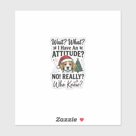 Grappige Kersthond Attitude Vintage Gravure Shirt Sticker (Vel)