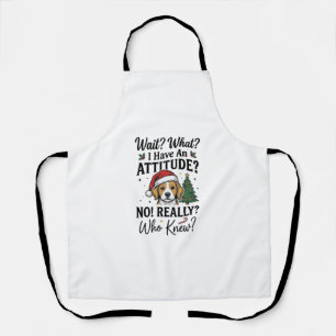 Grappige Kersthond Attitude Vintage Gravure T-Shir Schort