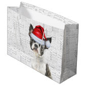 Grappige Kersthond Boston Terrier Vakantie Groot Cadeauzakje (Voorkant Gekanteld)