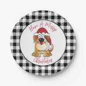 Grappige Kersthond Cartoon Santa Hat Vakantie Papieren Bordje (Voorkant)