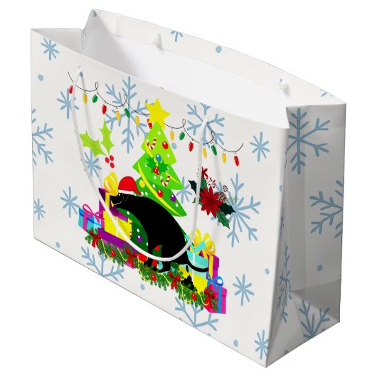 Grappige Kersthond die PoepT Groot Cadeauzakje (Achterkant Gekanteld)