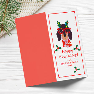 Grappige Kersthond Hoei-dag Mooie Hond Vouwkaart Kaart