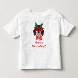 Grappige Kersthond Howlidays Doxie Dachshund Schat Kinder Shirts