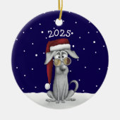 Grappige kersthond keramisch ornament (Voorkant)