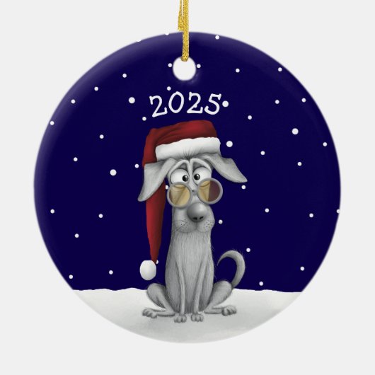 Grappige kersthond keramisch ornament (Achterkant)