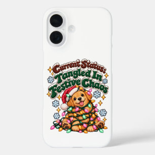 Grappige Kersthond Lichtjes Sarcastische Winter iPhone 16 Hoesje