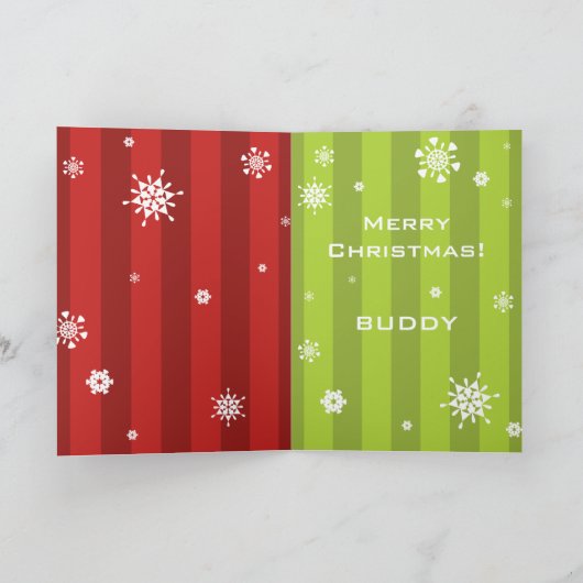 Grappige kersthond met rode kerstmuts monogram feestdagen kaart (Binnen)