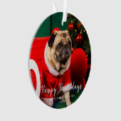 Grappige Kersthond Puppy Foto Happy Pawholidays Ornament (voorkant)