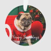 Grappige Kersthond Puppy Foto Happy Pawholidays Ornament (voorkant)