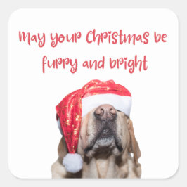 Grappige kersthond vierkante sticker