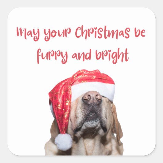 Grappige kersthond vierkante sticker (Voorkant)