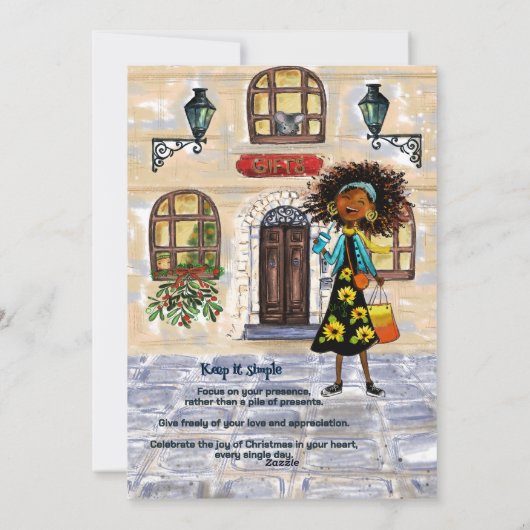 Grappige kerstinkopen kleine rekeningen groot gelu feestdagenkaart (Achterkant)