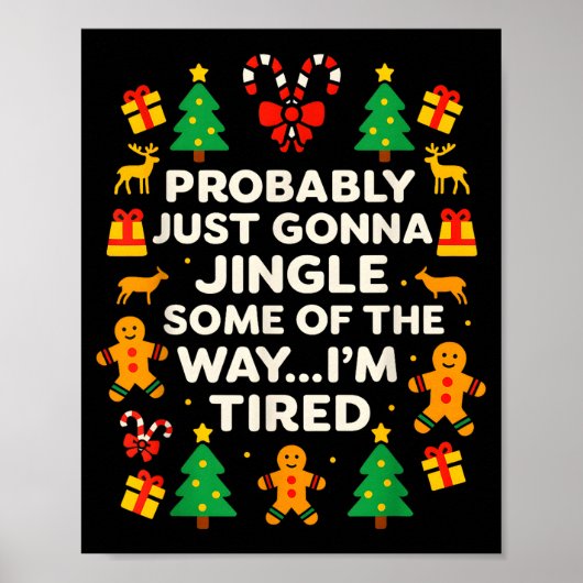 Grappige kerstjingel enigszins moe voor M Poster (Voorkant)
