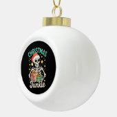 Grappige Kerstjunkie Skeleton Vakantie Kerstman Keramische Bal Ornament (Rechts)