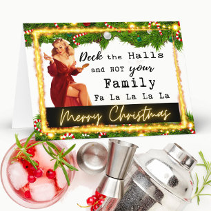 Grappige kerstkaart beste vriendin "Deck The Halls Bedankkaart
