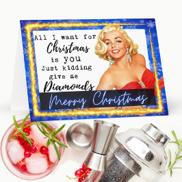 Grappige kerstkaart beste vriendin -Geef me diaman Bedankkaart