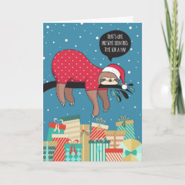Grappige Kerstkaart - De Luiaard Kerstman Feestdagen Kaart