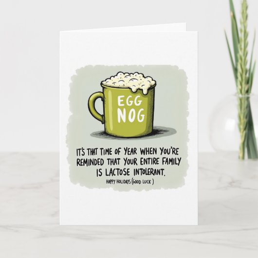 Grappige kerstkaart eggnog lactose intolerant kaart (Voorkant)