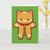 Grappige Kerstkaart - Gemberkat Kaart (Gele Bloem)