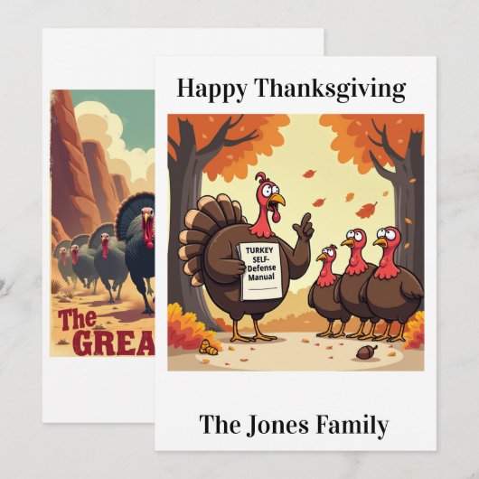 Grappige Kerstkaart - "Kerstmaal Verdediging" (Voorkant / Achterkant)