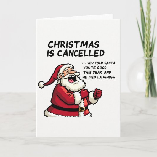 Grappige kerstkaart Kerstman lacht Kaart (Voorkant)