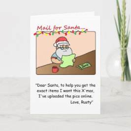 Grappige kerstkaart: Kerstman leest verzoekmail Feestdagen Kaart