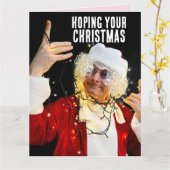 GRAPPIGE KERSTKAART "LIT!" KERSTMAN MAN GROOT KAART (Gele Bloem)