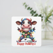 Grappige Kerstkaart met Highland Koe (Staand voorkant)