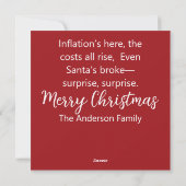 Grappige Kerstkaart met Inflatie Rimpelgedicht (Achterkant)